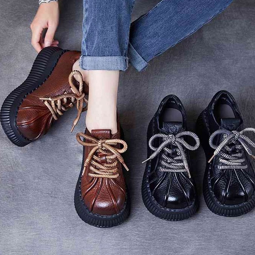 SAOLA Stivaletti donna suola spessa vera pelle Mary Janes sandali alti plateau