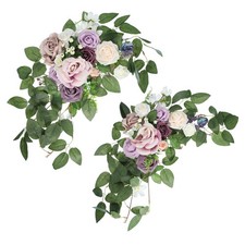2 Stk 66 cm Hochzeitsbogen f&uuml;r k&uuml;nstliche Seidenblumen Lavendel/Gold