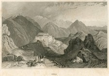Albanien Suli Bergfestung Souli-Berge Historische Ansicht Stahlstich 19 Jhd