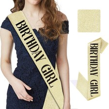 Birthday Girl Sash Birthday Sash for Women Girls Gold 