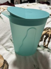 Tupperware 1 L Kanne türkis Milchkanne Saft Tupper Dose - Passend Kühlschranktür