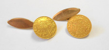 Vintage Pair Middle Eastern 21K Gold Coin Cuf...