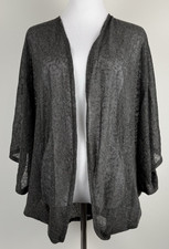 NWT Lane Bryant Kimono Cardigan Wrap Top Women 14/16 Gray Open Front Batwing
