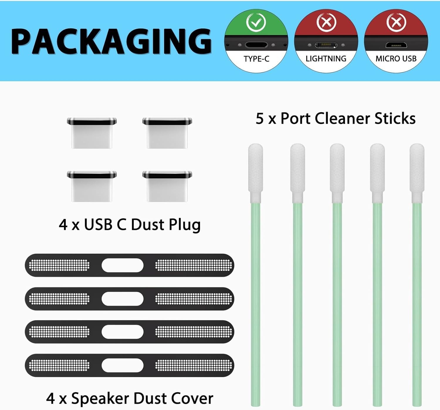 USB C Dust Plug USB C Port Cover, 4 Pack Type C Charging Port Plug Cover with Sp