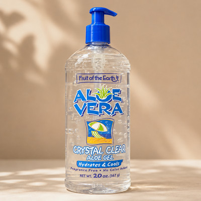 Fruit of the Earth Aloe Vera Crystal Clear Gel 20oz Hydrating Cooling Gel