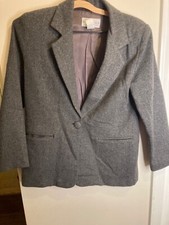 Vintage Bedford Fair Gray 100 Wool Blazer Size 4