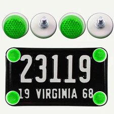 GREEN MINI REFLECTOR PLATE BOLT FASTENER FOR LICENSE PLATE MOTORCYCLE 4 PIECE J