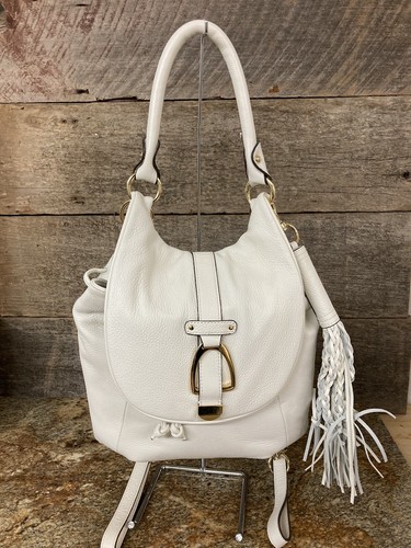 G I L I Leather White Purse Backpack 