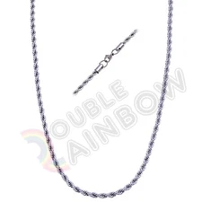 Men Stainless Steel Gold/Silver/Black Plated 2mm/3mm/4mm/5mm Rope Necklace Chain