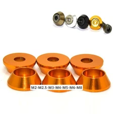 M2-M8 Orange Aluminum Alloy Cone Cup Head Washers Gasket Fit for Bolts & Screws