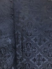 DARK NAVY BLUE LITURGICAL CROSS BROCADE FABRIC 60 in. Sold By The Yard