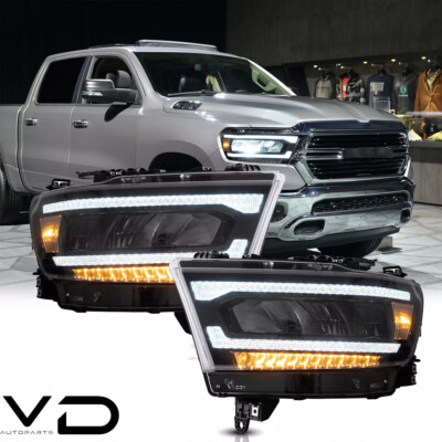 VLAND FULL LED Reflector Headlights For 2019-21 Dodge Ram 1500 w/Sequential Turn