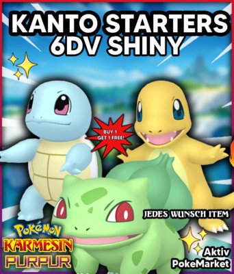 KANTO STARTERS   SHINY 6DV   Pokemon Karmesin und Purpur Lvl 1 B1G1 FREE!