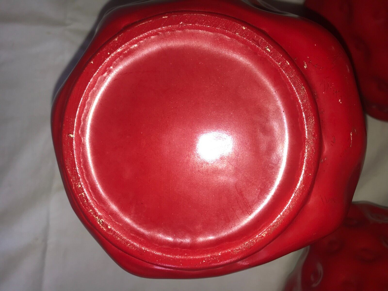 3 Vintage RARE 1953 MCCOY Pottery 1655 RED Jar PLANTER 3D STRAWBERRY Shape 6¾" T