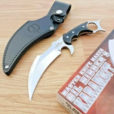 Hibben Fixed Knife 5.5" 5Cr15MoV Steel Karambit Blade Black Linen Micarta Handle