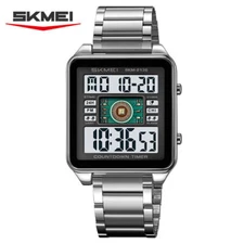 SKMEI Men Sport Watch Rectangle Wristwatch Casual Male Steel LED Digital Watches