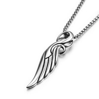 Halskette Mit AnhäNger FlüGel Edelstahl Silber Kette Unisex Herren Damen Modern