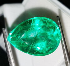 Loose Gemstone Natural Colombian Green Emerald 9.92 Ct Certified Pear Shape Gems