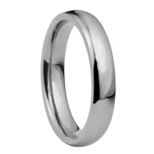 Unisex 4mm High Polish Comfort Fit Titanium Wedding Band Silver White