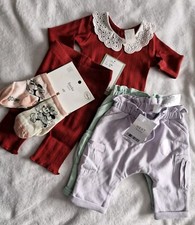 H&M & Next Baby Girls 2 Peice Outfit, Pk 2 Bottoms & Pk Of 3 Socks Up To 1 Month
