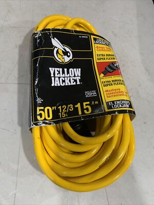 Yellow Jacket Extension Cord 50 Ft PVC Heavy Duty Lock Jaw Indoor
