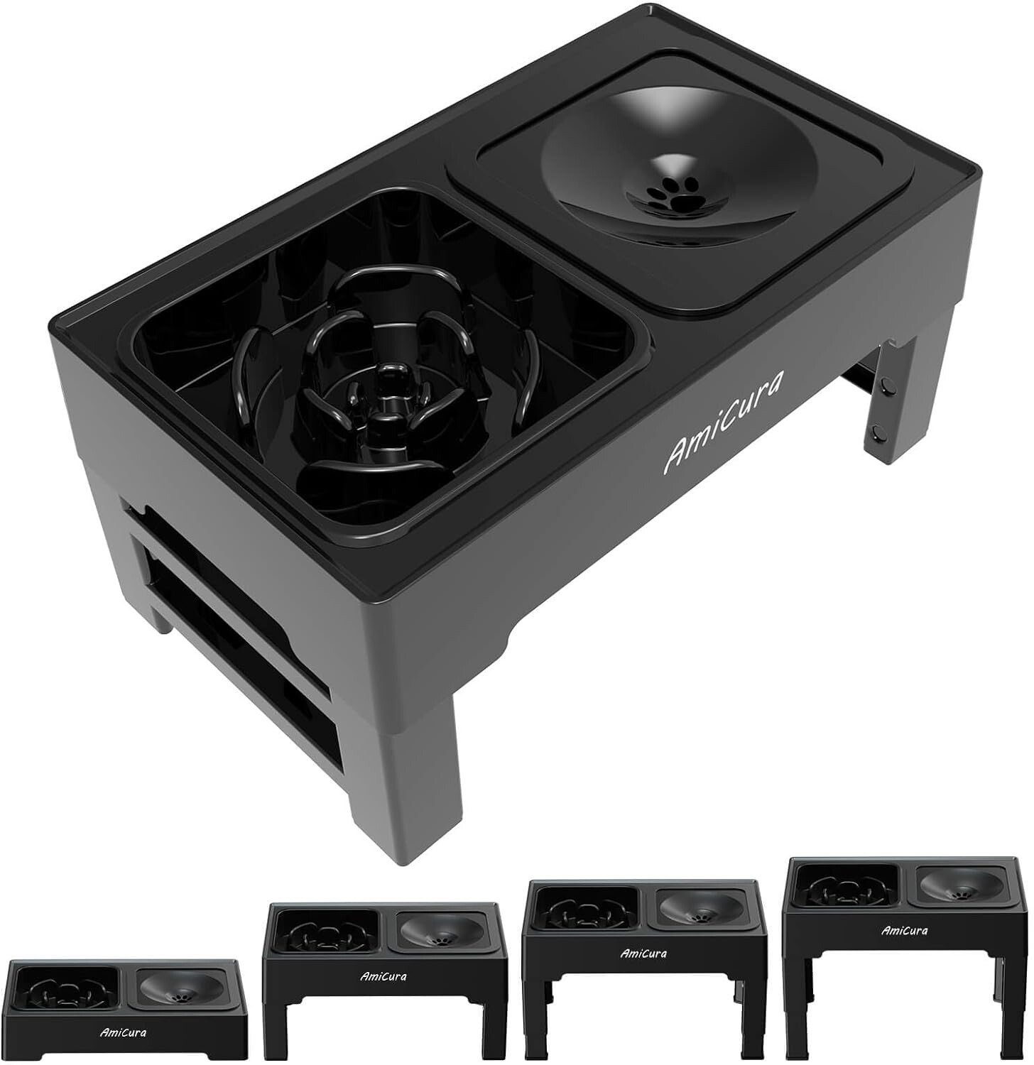 Set Ciotola Cani Design Nero: Rialzata, Pieghevole e Anti-Ingozzamento