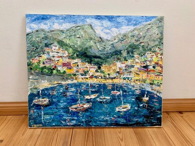 Amalfi Coast Positano Oil Painting on Canvas Italy Seascape Painting
