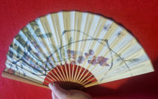 Antico Ventaglio Cinese vintage Arte Orientale in Legno e Carta. Aviazione Cina 