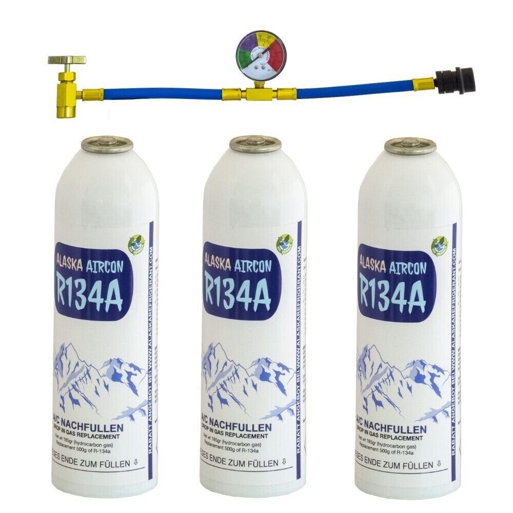ALASKA@ HC134a gas flash refrigerante aire acondicionado con manguera de llenado