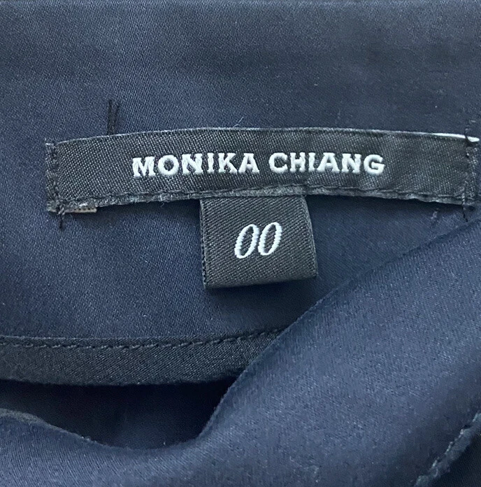 Monika Chiang Negro Dorado Cremallera Larga Hasta la Rodilla Lápiz Falda Recta Talla 00 Foto 4 de 4