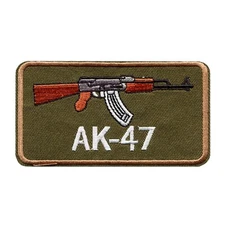 AK-47 Gun Embroidered Iron-On Patch – Military Style Rifle Badge