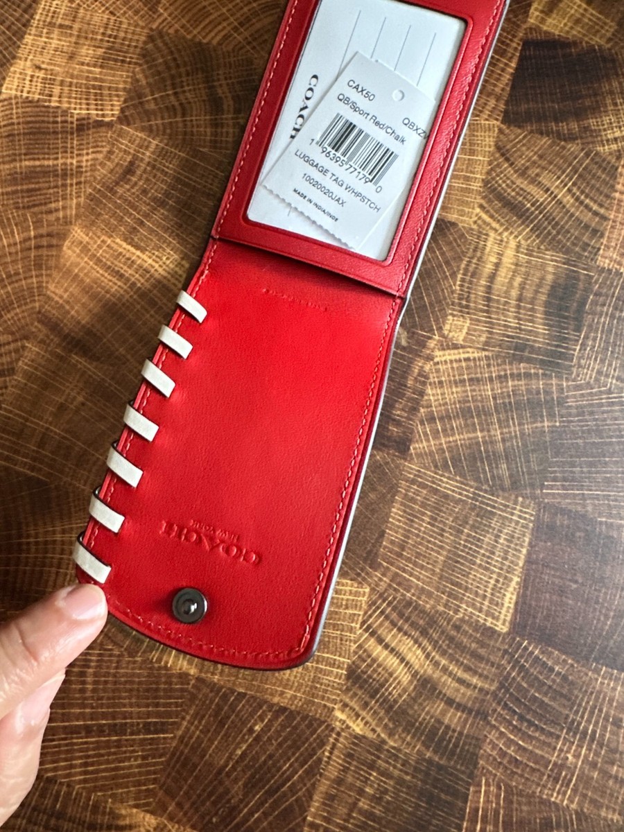 Coach Luggage Tag With Whipstitch smooth leather/Qb/Sport Red