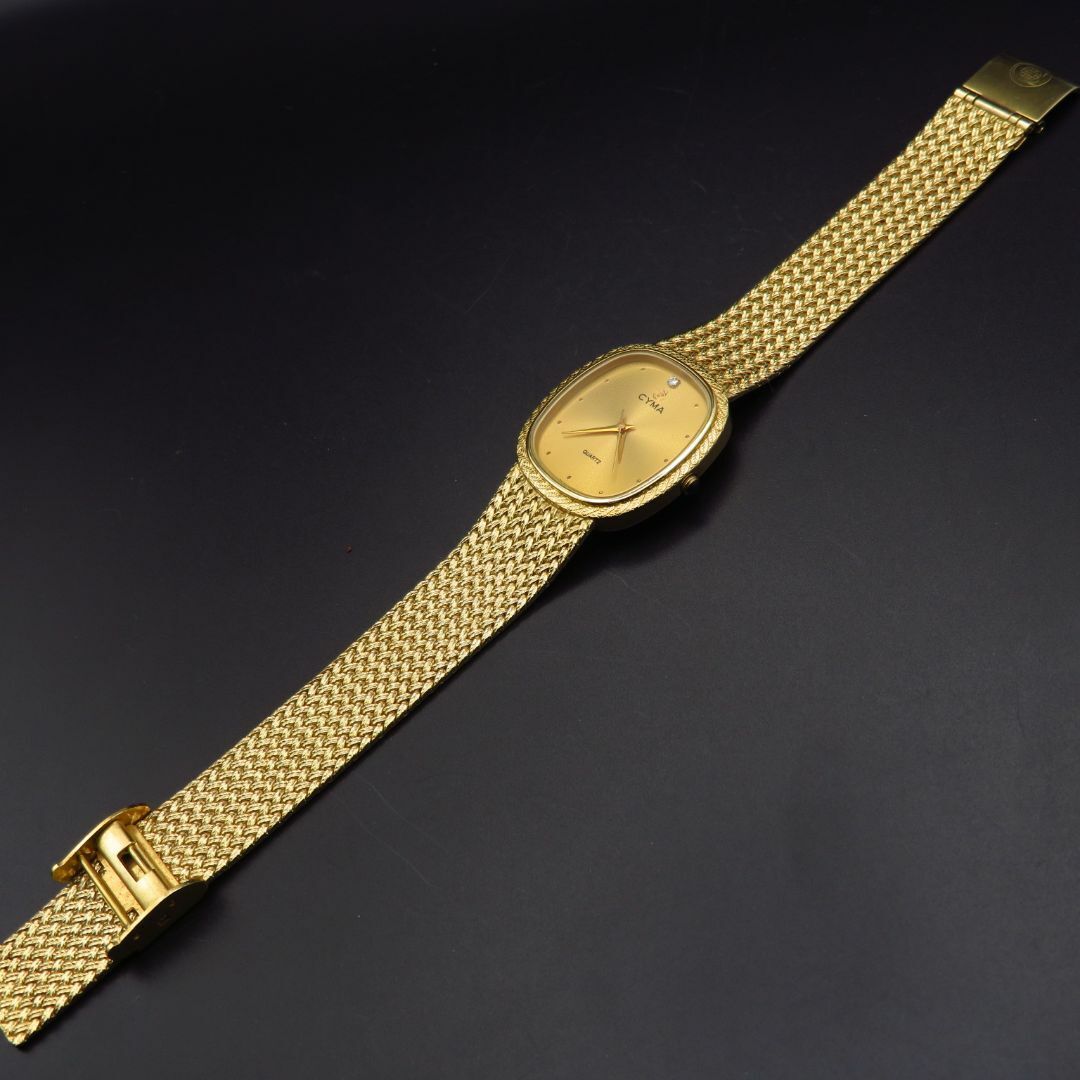新品　珍品　CYMA ゴールド　SWISS　1Ｐダイヤモン付き　腕時計　稼働品 新品 珍品 CYMA ゴールド SWISS 1Pダイヤモン付き 腕時計 稼働品