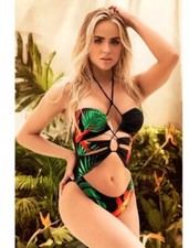 Frederick  s of Hollywood Cabarita Paradise Print Cut Out One Piece NWT Size L