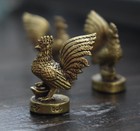 Mini ROOSTER / COCK / COCKEREL Solid Bronze Chicken Ornament Talisman Statue