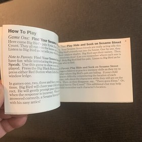 Sesame Street Big Bird Hide & Speak Nes Instruction Book