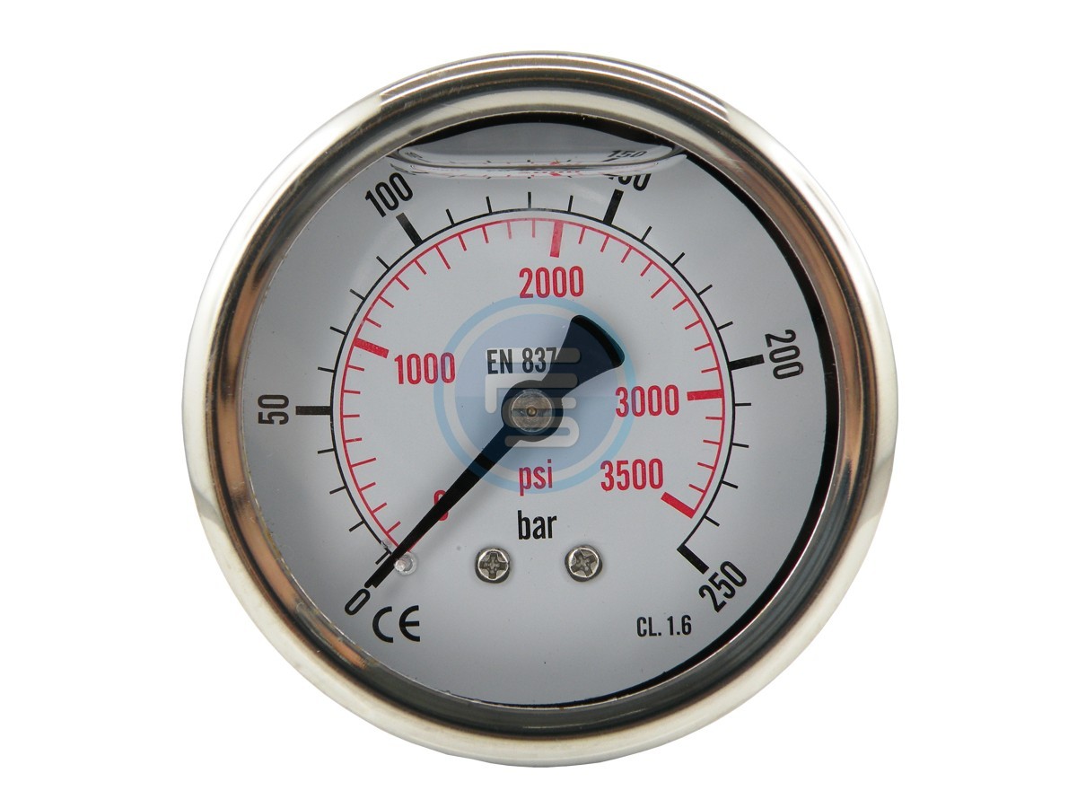 Glycerinmanometer waagerecht Ø 63 mm Chromnickelstahl-Messing G 1/4"