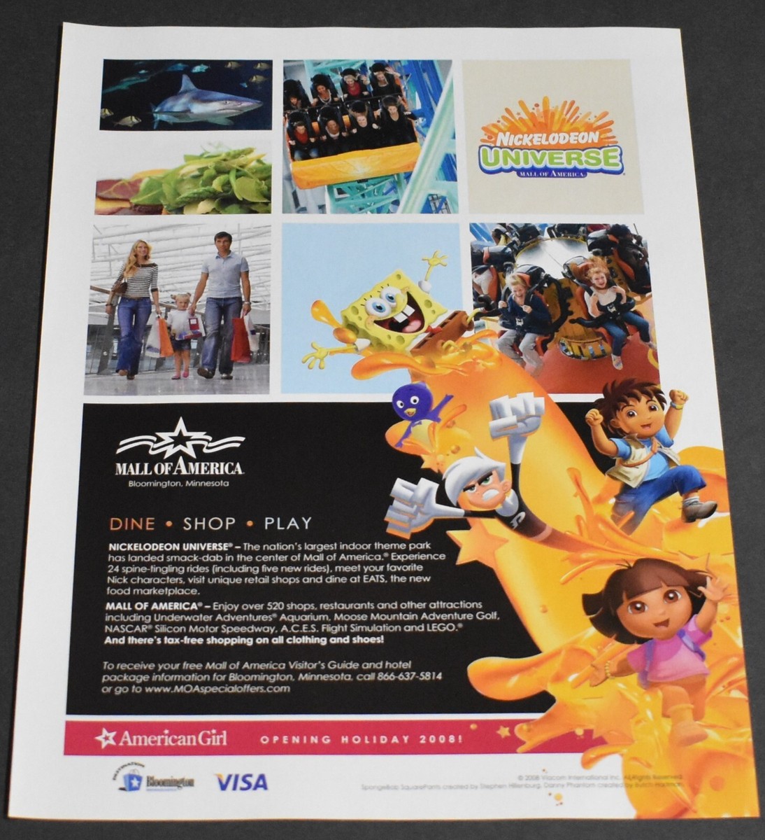2008 Print Ad Nickelodeon Universe Mall of America Minnesota