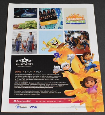2008 Print Ad Nickelodeon Universe Mall of America Minnesota