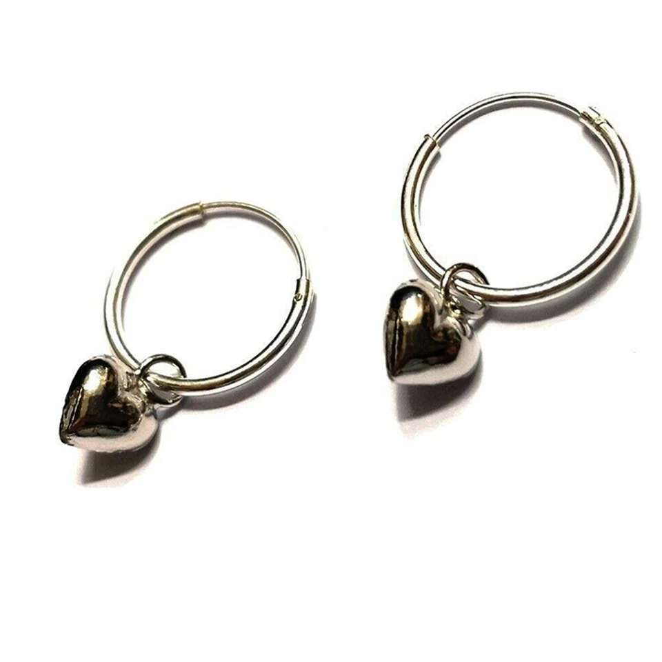 ORECCHINI CERCHIETTO CON PENDENTE CUORE IN ARGENTO 925 - Immagine 2 di 3