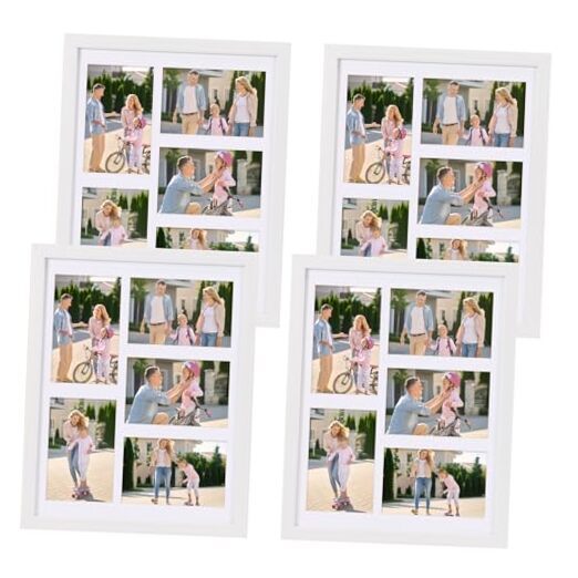 5 Openings 4x6 Picture Frame Collage 4 Pack, 11x14 Poster Frame 4x6 inch White