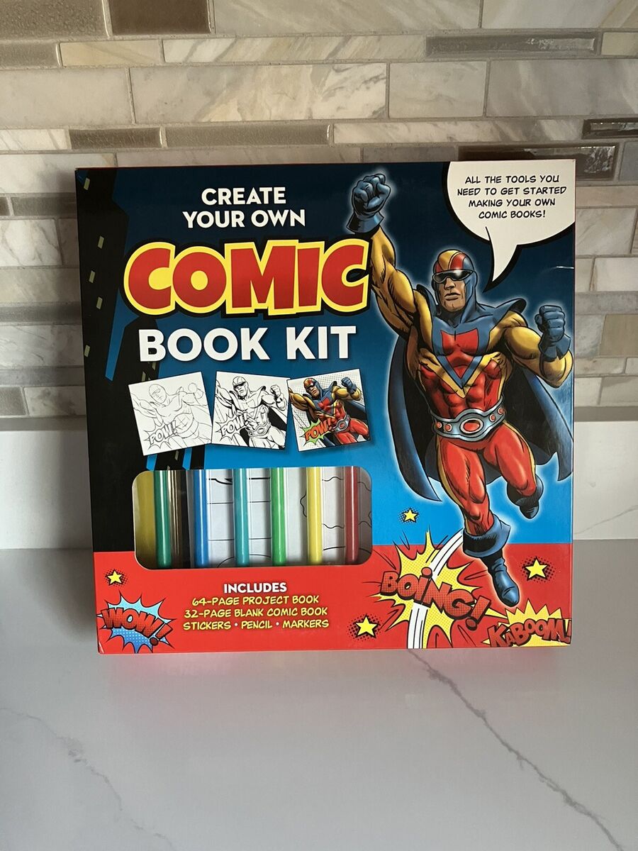 Comic Book Create Your Own Super Hero Kit 64 Page Project/Stickers/Pencil