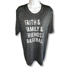 Graphic TShirt Large Live Love Gameday Faith Family Friends Baseball Gray Sports