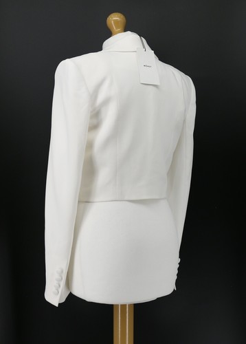 MONOT WOMENS CROPPED SINGE BREASTED BLAZER UK 6 WHITE RRP £675 EG - Picture 3 of 8