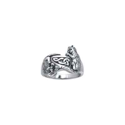 Keltische Katze 925 Sterling Silber Ring fein Tier Geist Katze Haustier Katze Schmuck