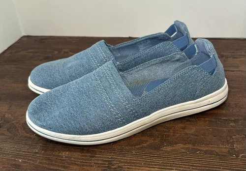 Scarpe slip on Clarks Cloudsteppers Breeze Step ll lino naturale blu donna 7 5