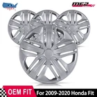 For 2009-2020 Honda Fit 15" Hubcaps with Retention Rings Silver 4PCS Wheel Cover