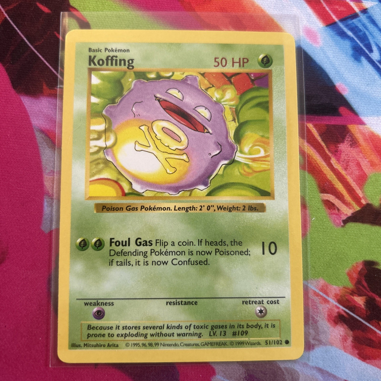 Pokemon Koffing #51/102 Base Set Shadowless Common 1999 LP