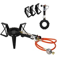 Hockerkocher Gaskocher Gasbrenner Camping Wok 6,5Kw 3-Fuß H2 + Schlauch + Regler