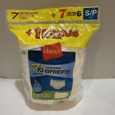 Hanes 7 PACK Boy's SIZE S 6-8 White COMFORT SOFT Tagless Briefs Underwear NEW